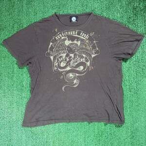 Miami Ink Reptile Graphic T-Shirt Size XL Black Cotton Y2K